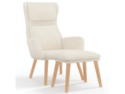 Sillón de relax VIDAXL con taburete terciopelo blanco crema