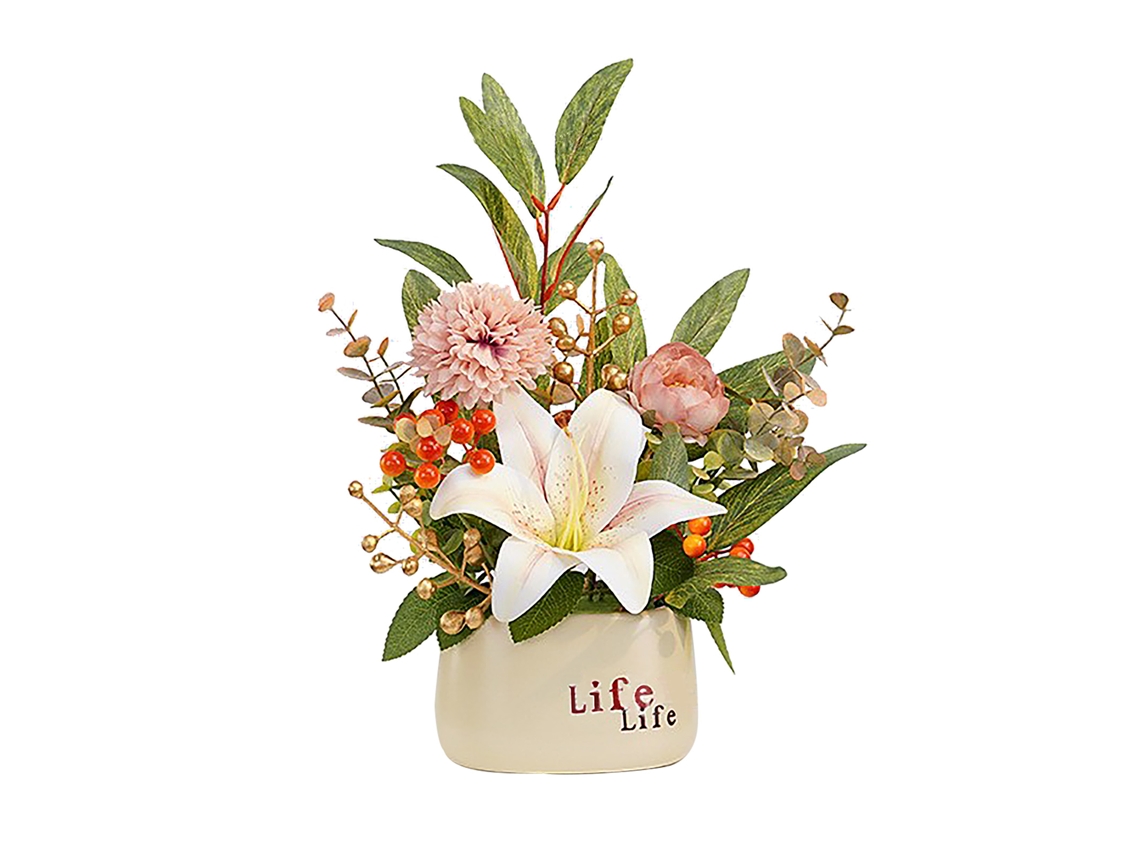 Planta artificial Xhp02 Lily Champagne Nordic para jardín pequeño