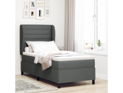 Cama Box Spring Con Colchón Gris Oscuro 100x200 Cm Tela