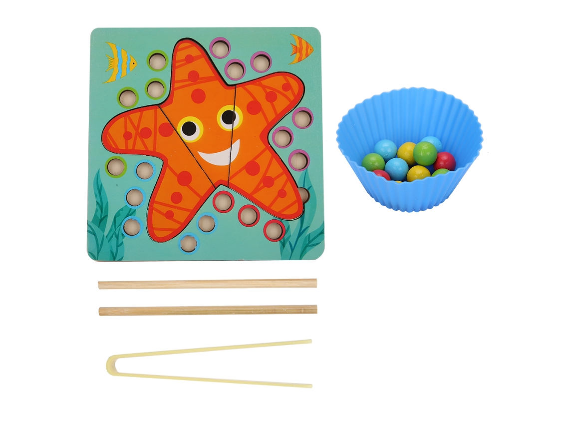 Juguete Educativo De Madera Con Pinzas Para Cuentas En Forma De Estrella De Mar Para Niños.