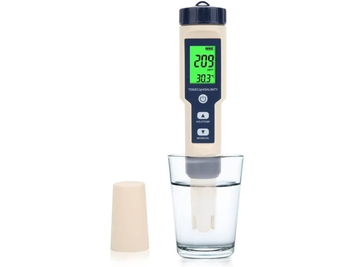 Detector de análisis de agua Medidor de calidad del agua con función 5 en 1 Ph Tds Ec Tester con retroiluminación A56
