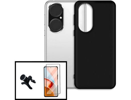 Kit Carcasa, Protector Cristal 5D Y Soporte Huawei P50 Phonecare Silicona Liquida Y Soporte Coche Reforzado