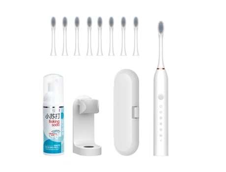 Cepillo de dientes eléctrico HHZ Ultrasónico 8 cabezales de cepillo Porta maleta Mousse de limpieza
