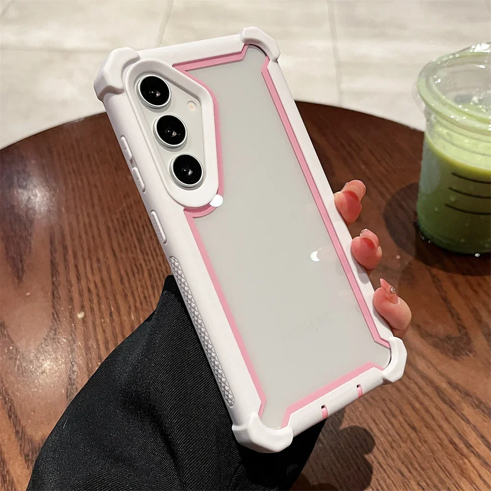 (samsung S24 Plus, Rosa) Funda De Lujo Transparente De Doble Capa Reforzada Para Teléfono Samsung