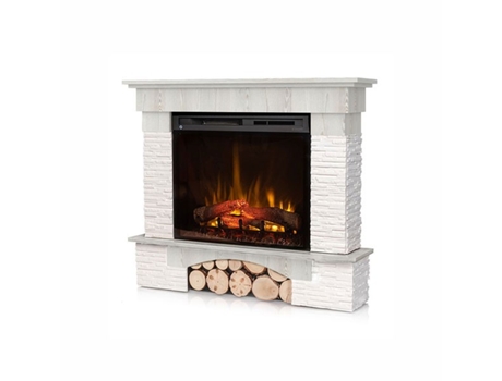 Chimenea eléctrica LED autoportante PORTO 28' Pino blanco 114 x 98 x 32 OUTINFIRE