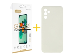Pack 1 X Película de Vidrio Templado 2.5D + Funda ACCETEL para Samsung Galaxy A16 5G Silicona Líquida Arena