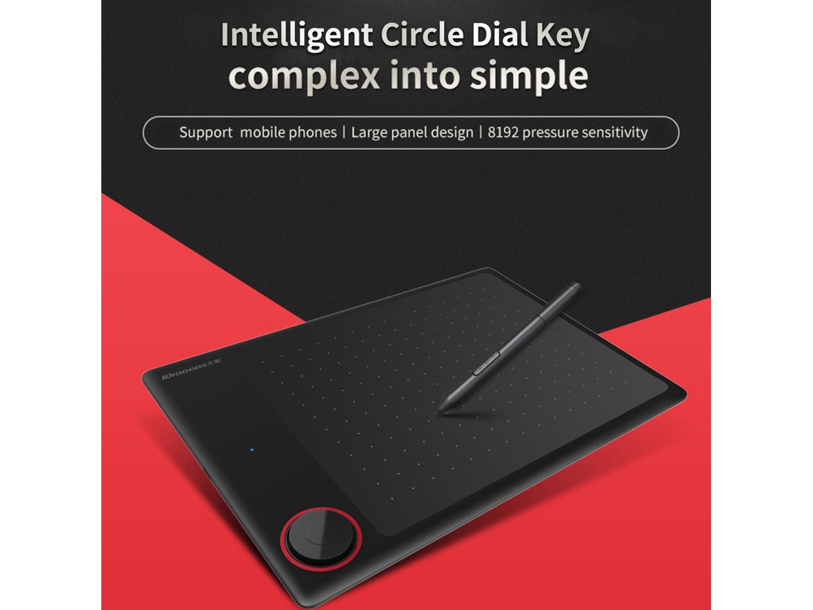 Tableta gráfica 10moons G30 con estilo, sin batería, 8192 niveles de presión, 7,2 x 5,3 pulgadas para arte y diseño digital.