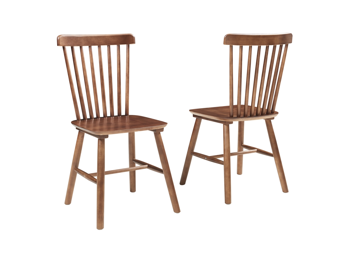 Juego de 2 sillas de comedor Karmoy 89x46x52 cm Madera Nogal [EN.CASA]