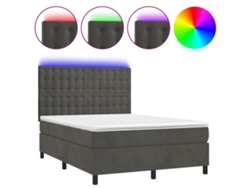 Maison Exclusive - Cama Box Spring Colchón Y Led Terciopelo Gris Oscuro 140x190 Cm