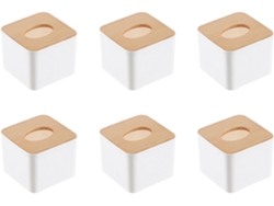 Juego de 6 cajas de pañuelos cuadradas con tapa de madera, minicaja de pañuelos de Gokoco
