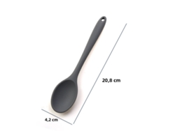 Cuchara de cocina de silicona suave con mango largo, cuchara sopera de silicona Mdug (gris oscuro)