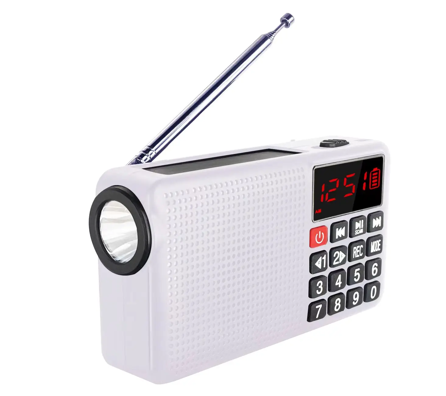 (blanco) Nueva Radio Portátil Multifuncional Am/fm/wb Con Manivela.