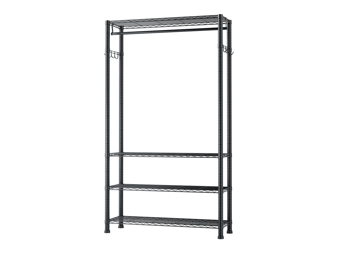 Perchero de pasillo Succebuy de 4 niveles con altura ajustable, negro, 76,2 x 35,6 x 194 cm