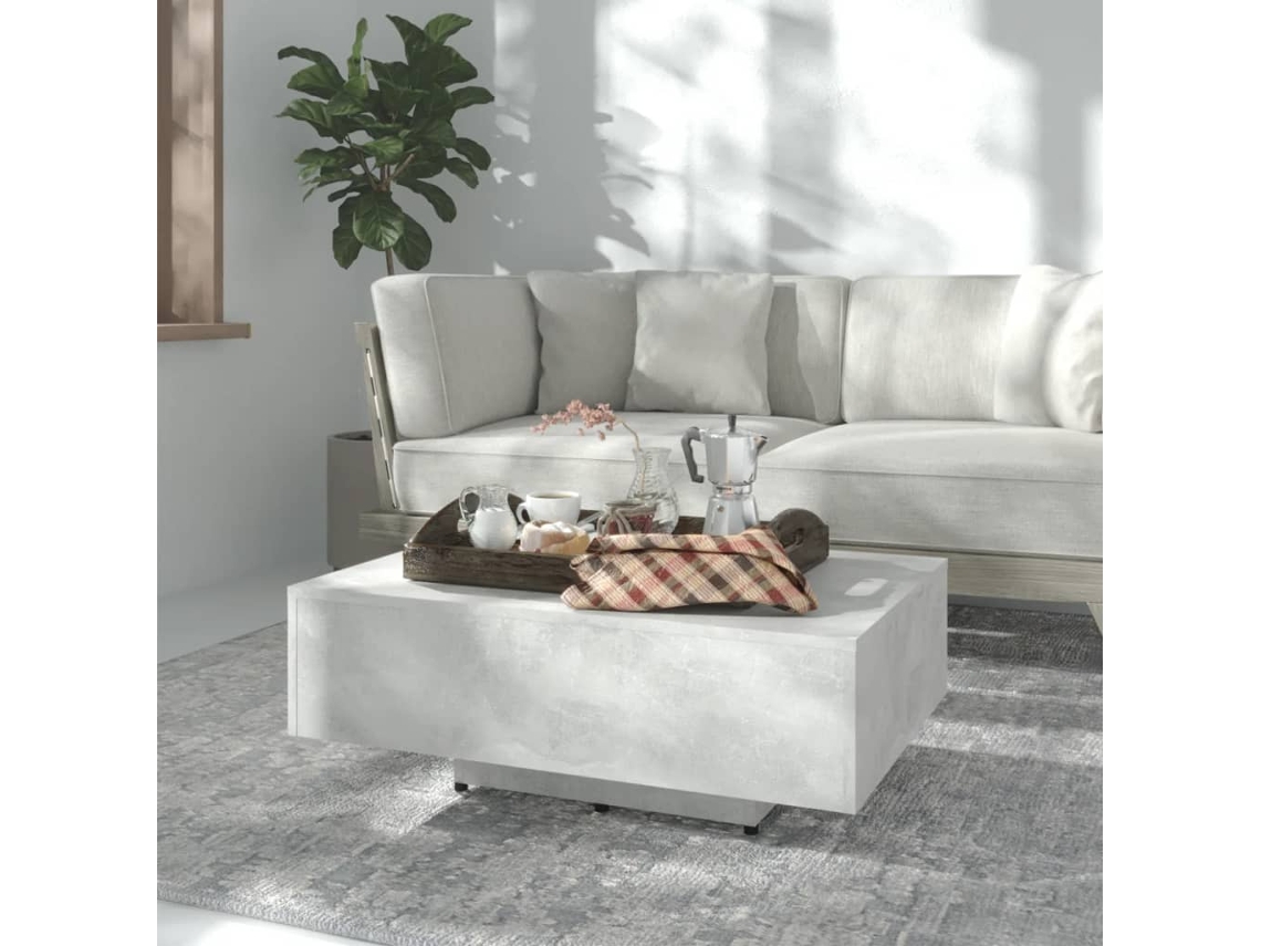 Mesa De Centro Madera Ingeniería Gris Hormigón 85x55x31 Cm