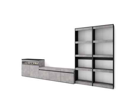 Muebles de Salón para TV 370x186x35cm Para TV hasta 65 Chimenea eléctrica Cemento
