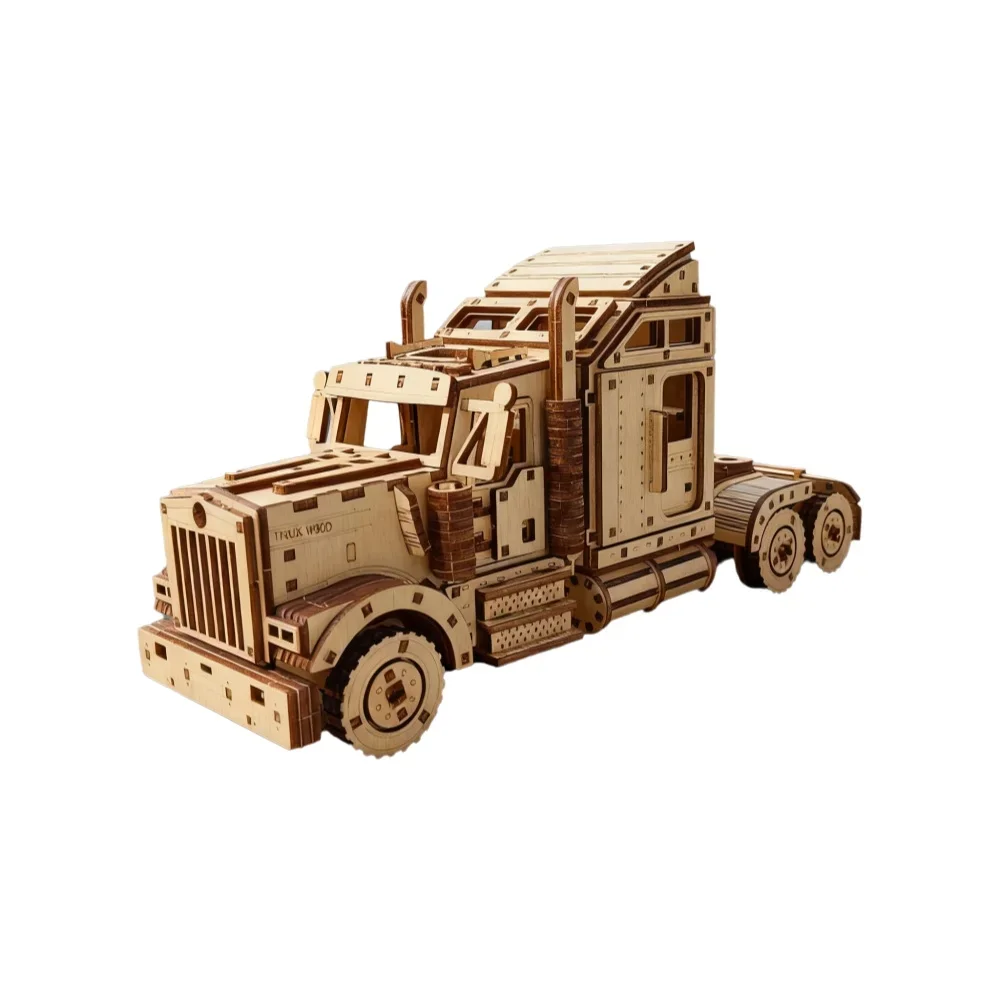 Camión americano para armar, rompecabezas de madera 3D, kit de manualidades, decoración de mesa.
