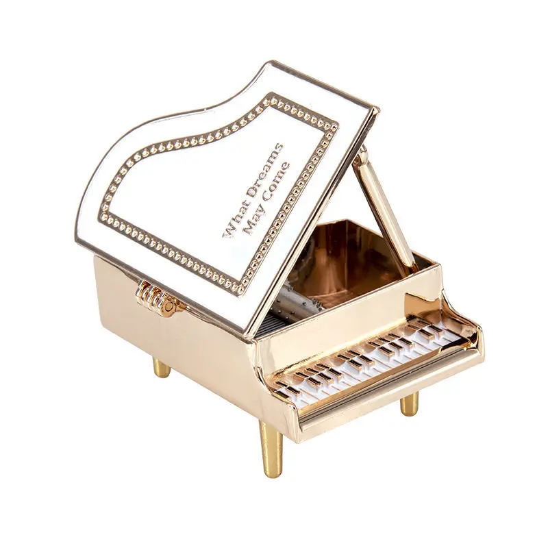 Caja De Música De Aleación Con Forma De Piano Miniatura (blanca)