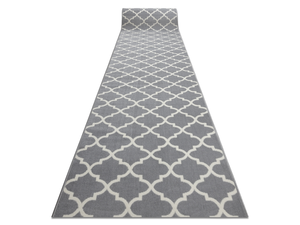 Alfombra de Pasillo Bcf Morad Trelis Espaldera Marroquí Gris/Crema 90 cm