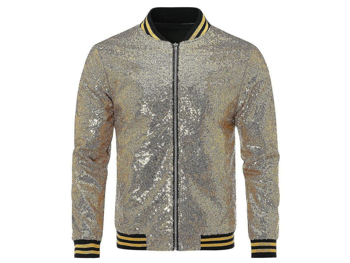 2026-chaqueta Casual De Lentejuelas Para Hombre Chaqueta Bomber Con Cremallera Para Fiesta