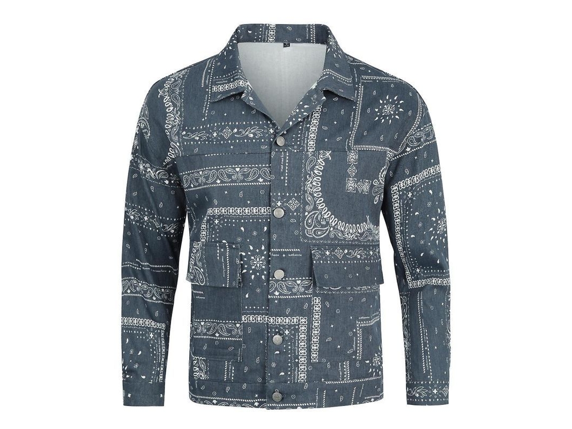 2026-chaqueta Con Solapa Impresa Para Hombre Mystdiy Talla M-3xl Manga Larga Algodón Otoño Casual