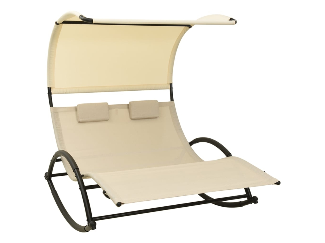 Tumbona Doble con Toldo Textilene Color Crema