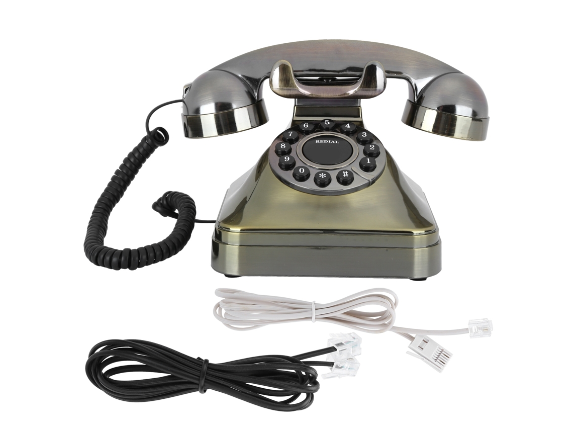 Teléfono Fijo Antiguo De Bronce Con Botones Grandes Y Llamadas De Alta Definición.
