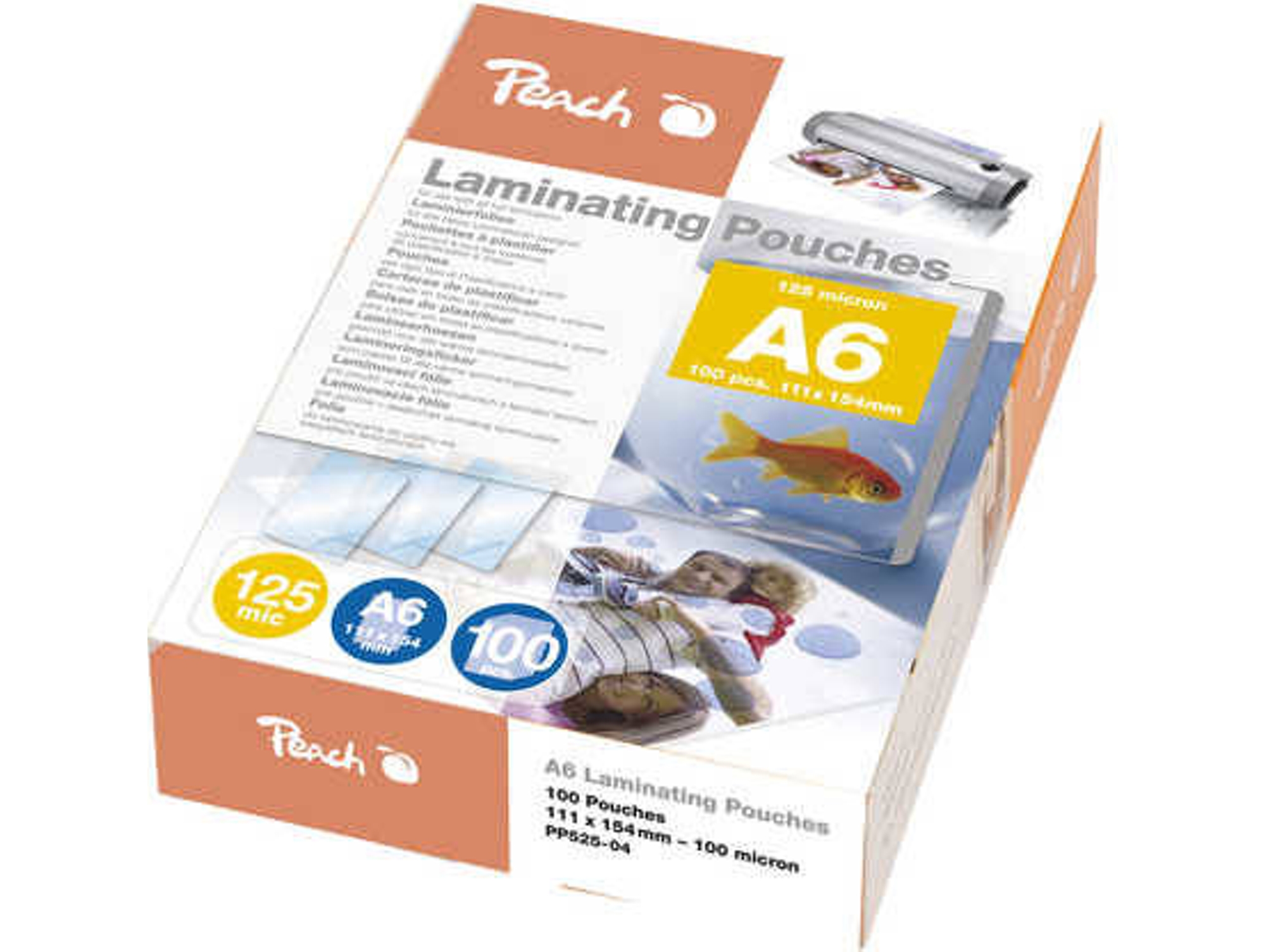 Fundas de Plastificar PEACH PP525-04 Transparente (100 un - A6)