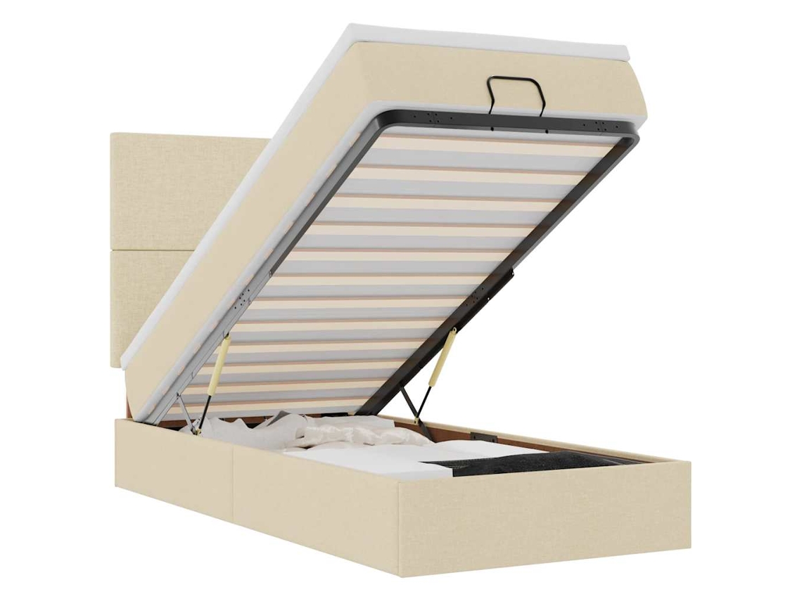 Maison Exclusive - Estructura De Cama Otomana Con Colchón Tela Crema 80x200cm