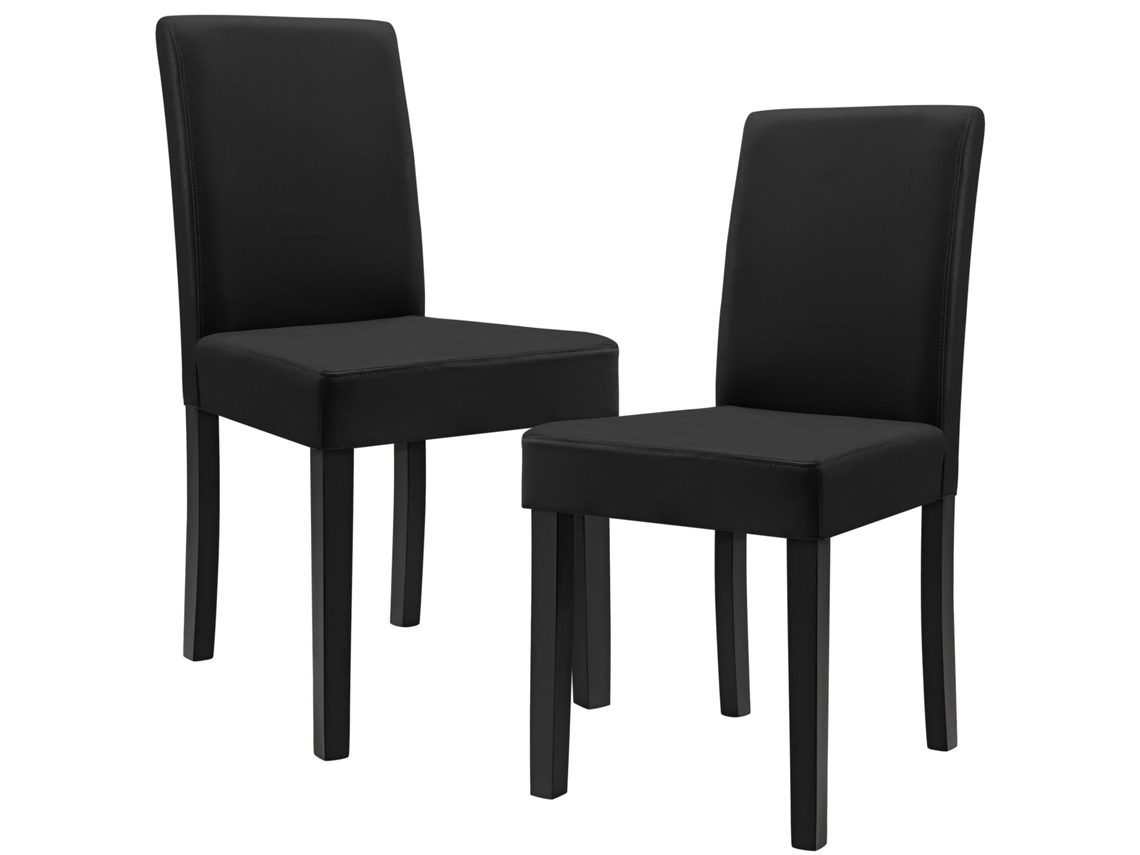 Conjunto de Cadeiras de Jantar [EN.CASA] Preto (couro sintético - 90 x 42 x 48 cm)