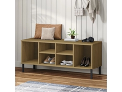 Zapatero | Armario Zapatero Patas De Metal Oslo Madera Maciza Marrón 106x35x45 Cm