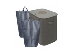 Relaxdays Contenedor Para Botellas De Depósito, 100 L, 2 Bolsas, Lavable, Reciclaje, Recolector De Envases, Gris