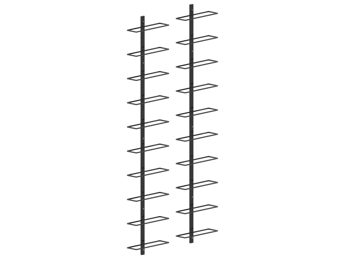 Botellero de pared para 20 botellas, 2 unidades, metal negro, DKD HOME DECOR