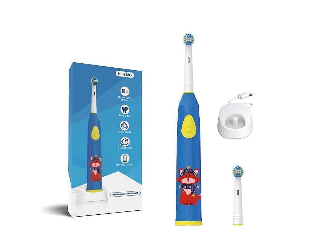 Cepillo de dientes eléctrico recargable para niños con cabezales giratorios y diseño de dibujos animados. Incluye 2 cabezales. Nostalgia88