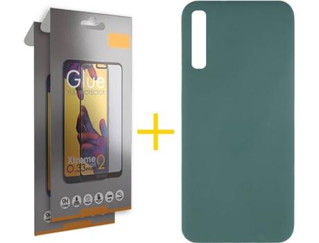 Kit Funda + 2 Protectores de Pantalla Samsung Galaxy A30s SKYHE Full Silicona Líquida (Verde)