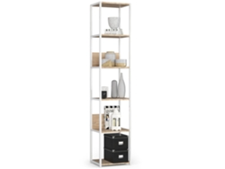 Estantería Loft Akord Metálica Blanco 40 Cm Frente En Color Roble Sonoma 6 Estantes 40x32x192 Cm
