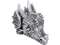 Escultura Resina Soporte Cabeza Dragón Plateada Decoración Creativa Única Interior Hogar Bola