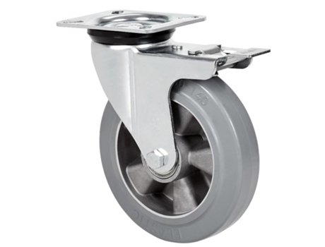 Rueda giratora placa freno 4mm 10zvrfd200-degb alum-goma gris elastica bolas ALEX