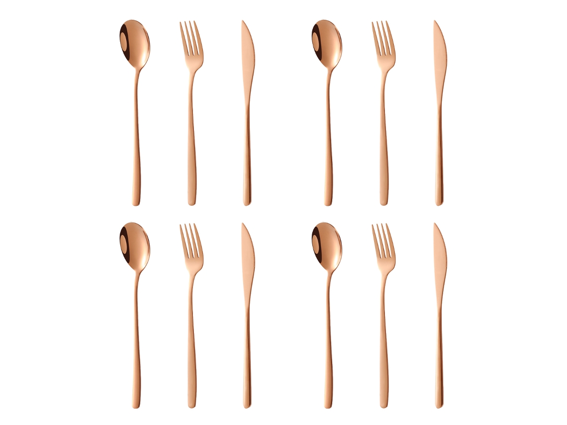 Juego de Cubiertos de 12 Piezas - Cuchillos, Tenedores y Cucharas para 4 Personas TRUYUETY