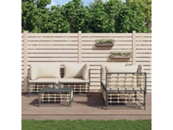 Conjunto de muebles de jardín con cojines de mimbre antracita, Dkd Home Decor