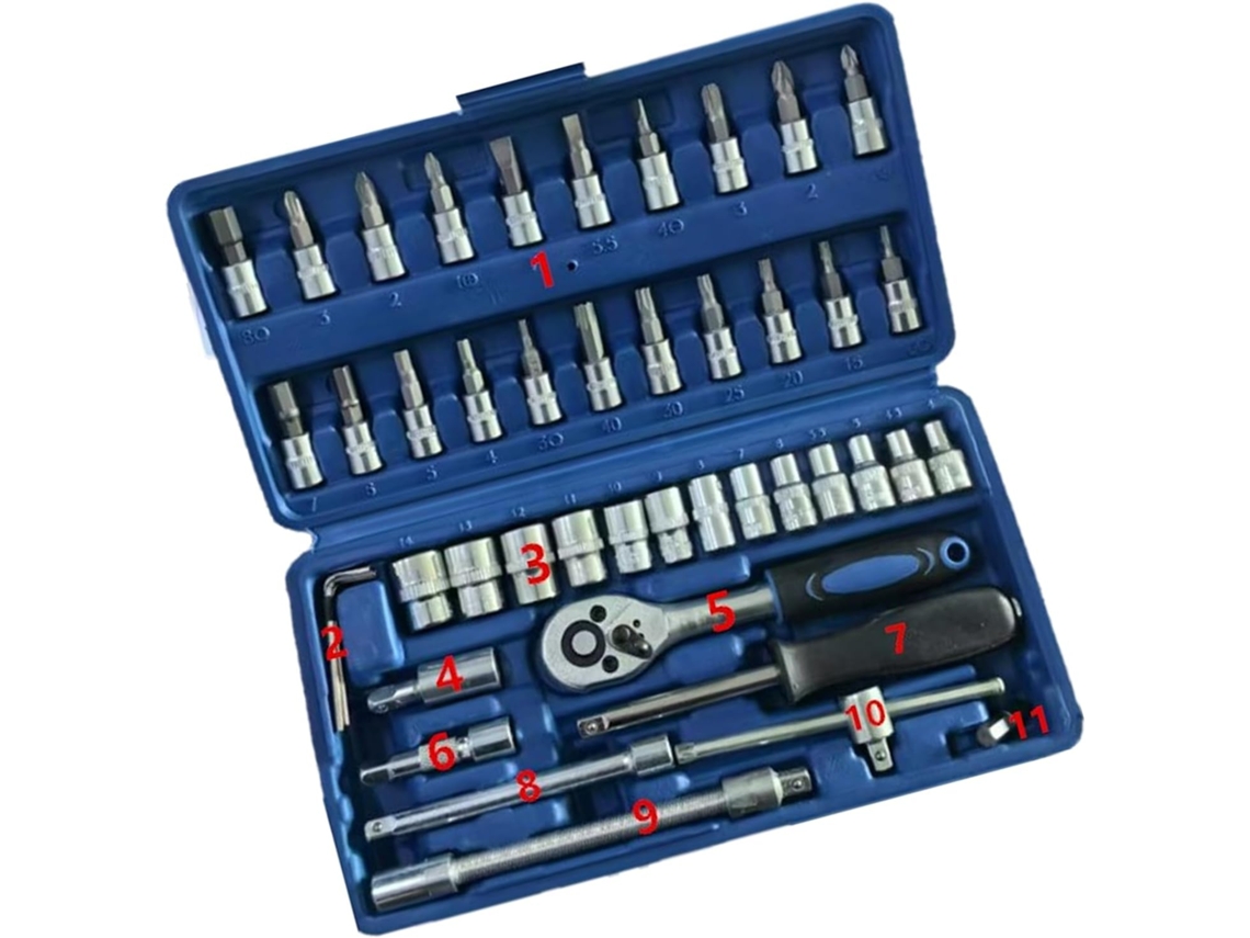 Juego de herramientas para reparación de automóviles 46 en 1, kits manuales, llaves de carraca