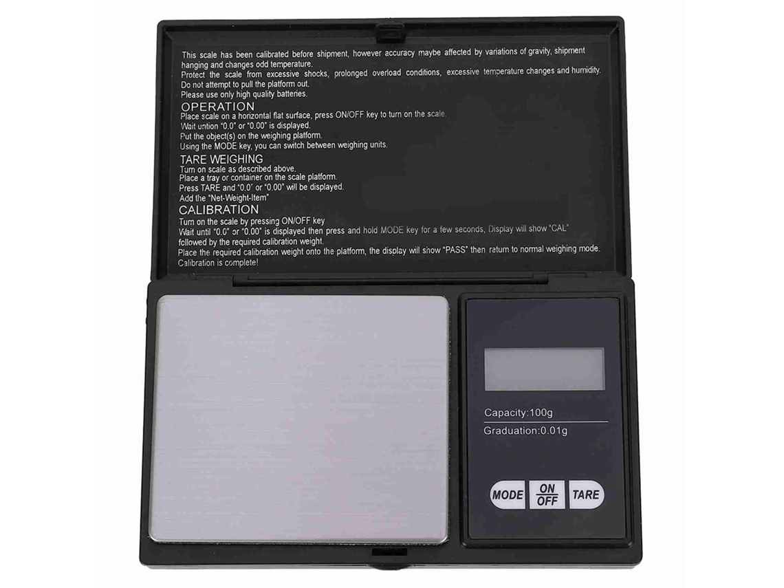 Balanza de bolsillo LED portátil de precisión para joyas de oro, plata y diamantes de 100 g/0,01 g.