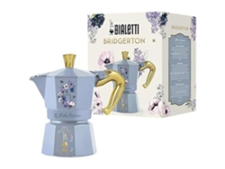 Cafetera Bialetti Bridgerton Moka Express de 3 tazas con mango de aluminio resistente al calor (130 ml)