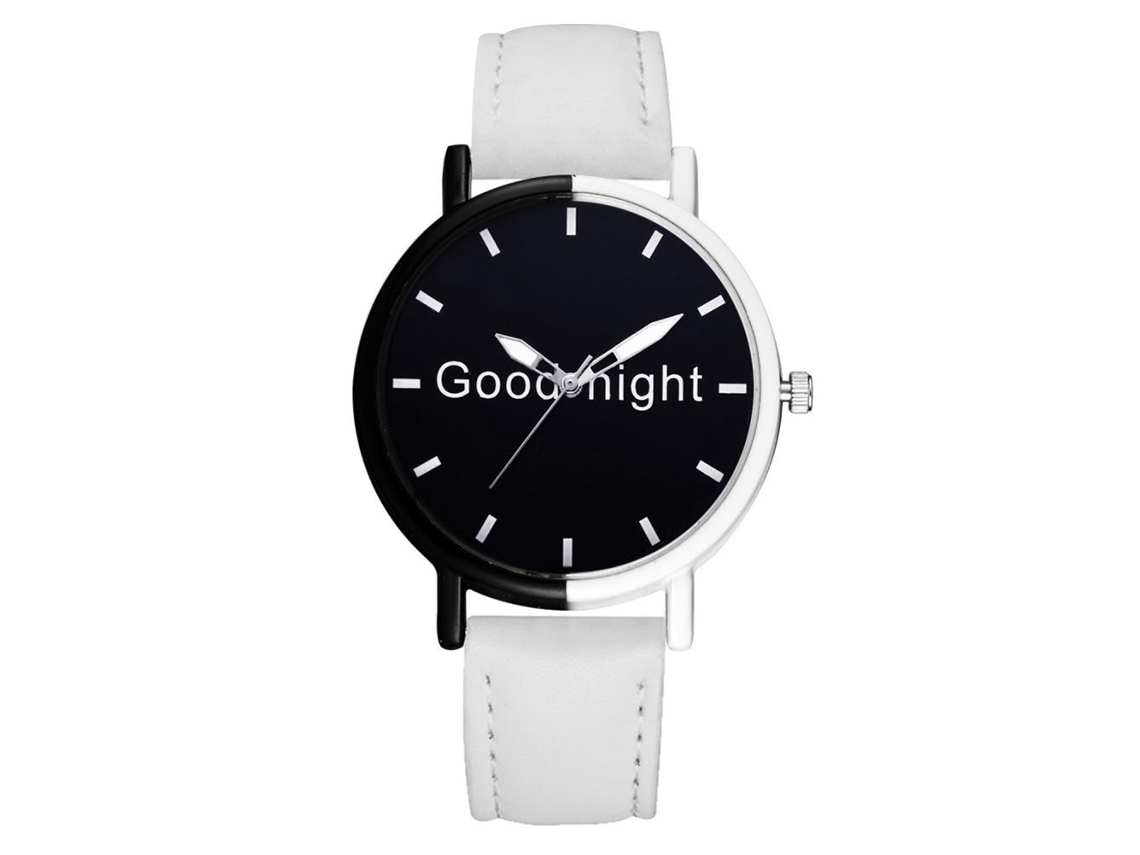 Reloj Gaiety Casual Quartz con esfera redonda y correa de PU blanca.