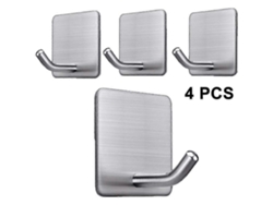 Paquete de 4 ganchos autoadhesivos de acero inoxidable para toallas, abrigos y ropa, color plateado Gusshious