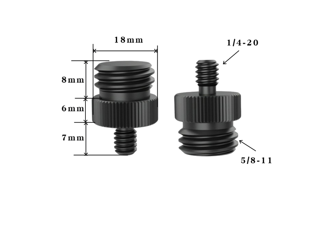 Juego de 5 adaptadores para trípode adaptador de rosca de 1/4-20 pulgadas a 5/8-11 pulgadas Negro 1/4-20