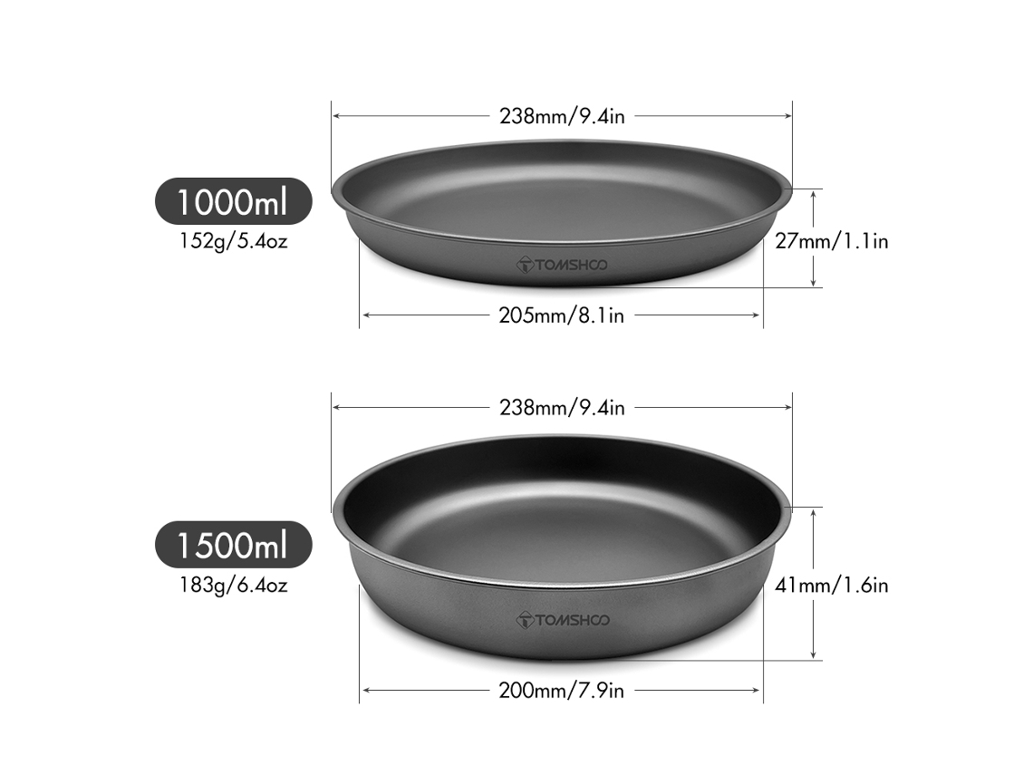 Olla Ligera De Titanio Tomshoo De 1000 Ml/1500 Ml Para Camping, Senderismo, Picnics Y Cocina Al Aire Libre.