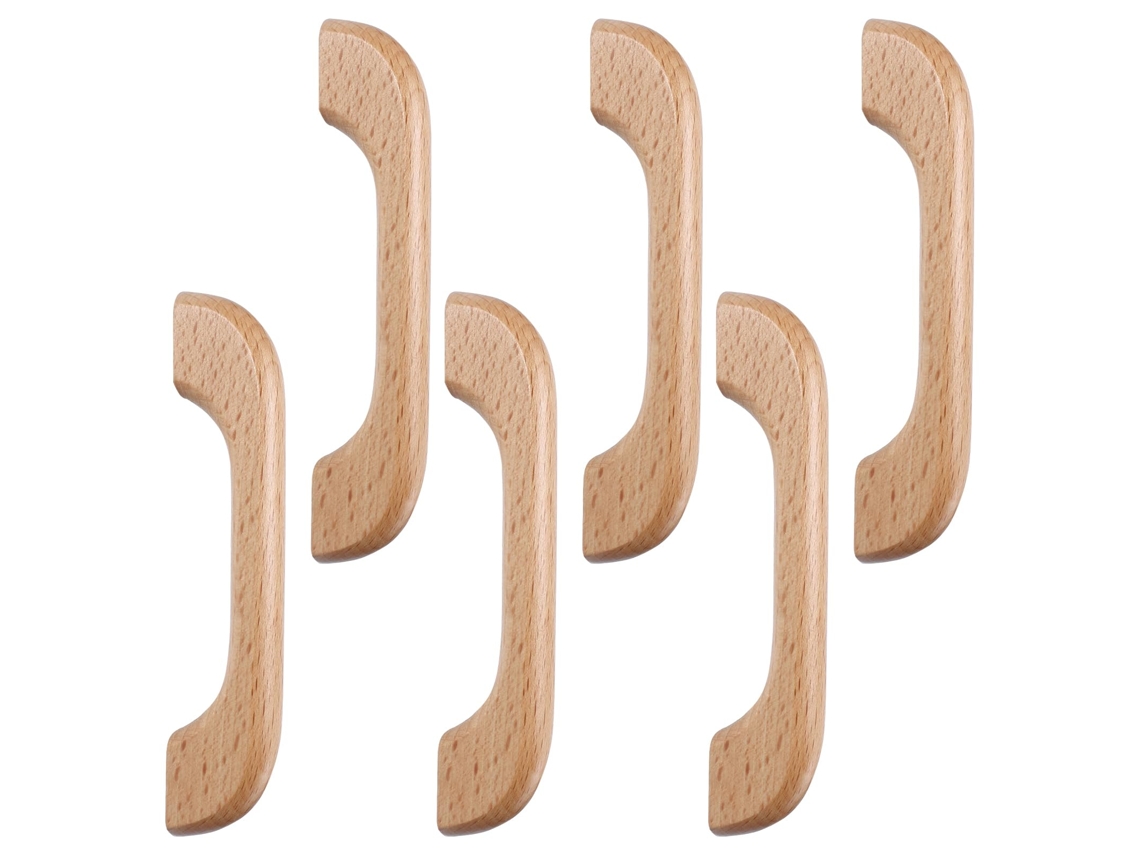 Tiradores De Madera Oscura Maciza 6 Unidades 128mm, Diseño Moderno Para Cocina, Roperos Y Cajones.