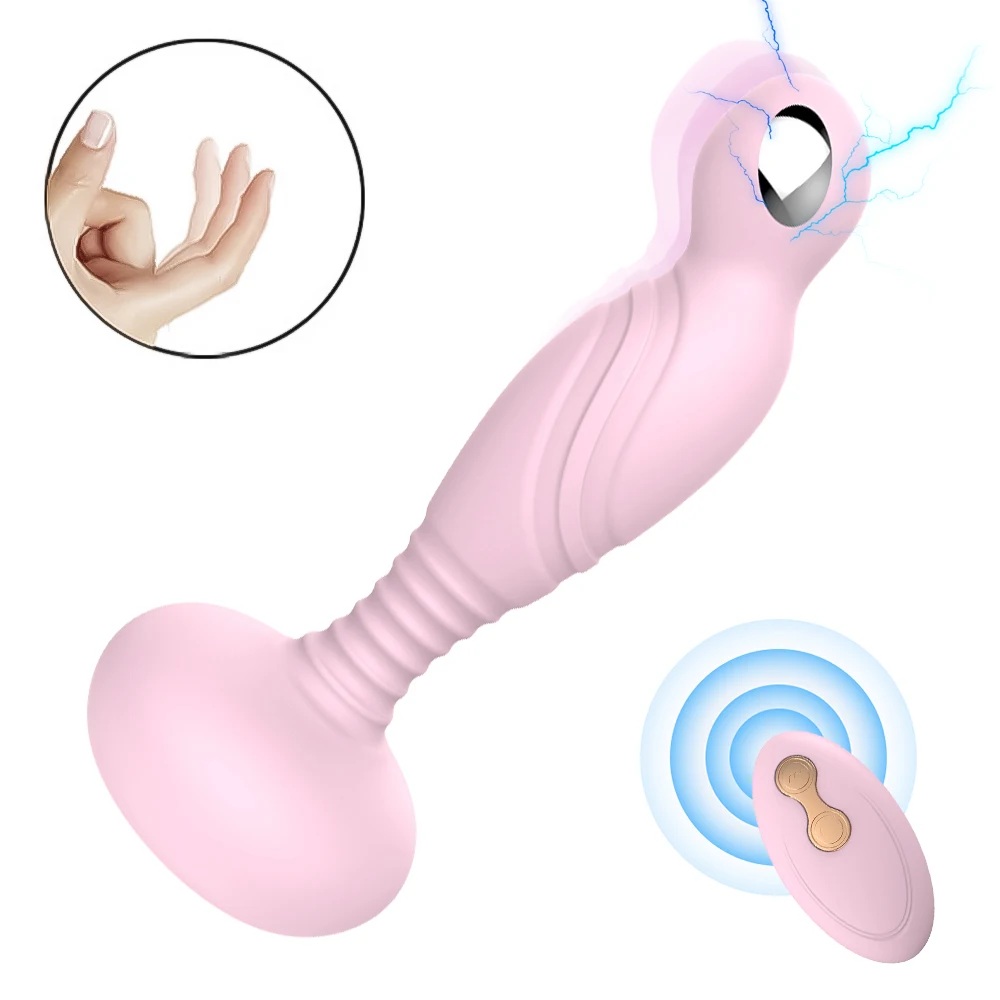 (rosa) Tapón Anal Vibratorio, Descarga Eléctrica En La Próstata, Tapón Anal Insertado En El Ano.