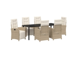Maison Exclusive - Conjunto De Comedor De Jardín 7 Pcs Beige Ratán Sintético