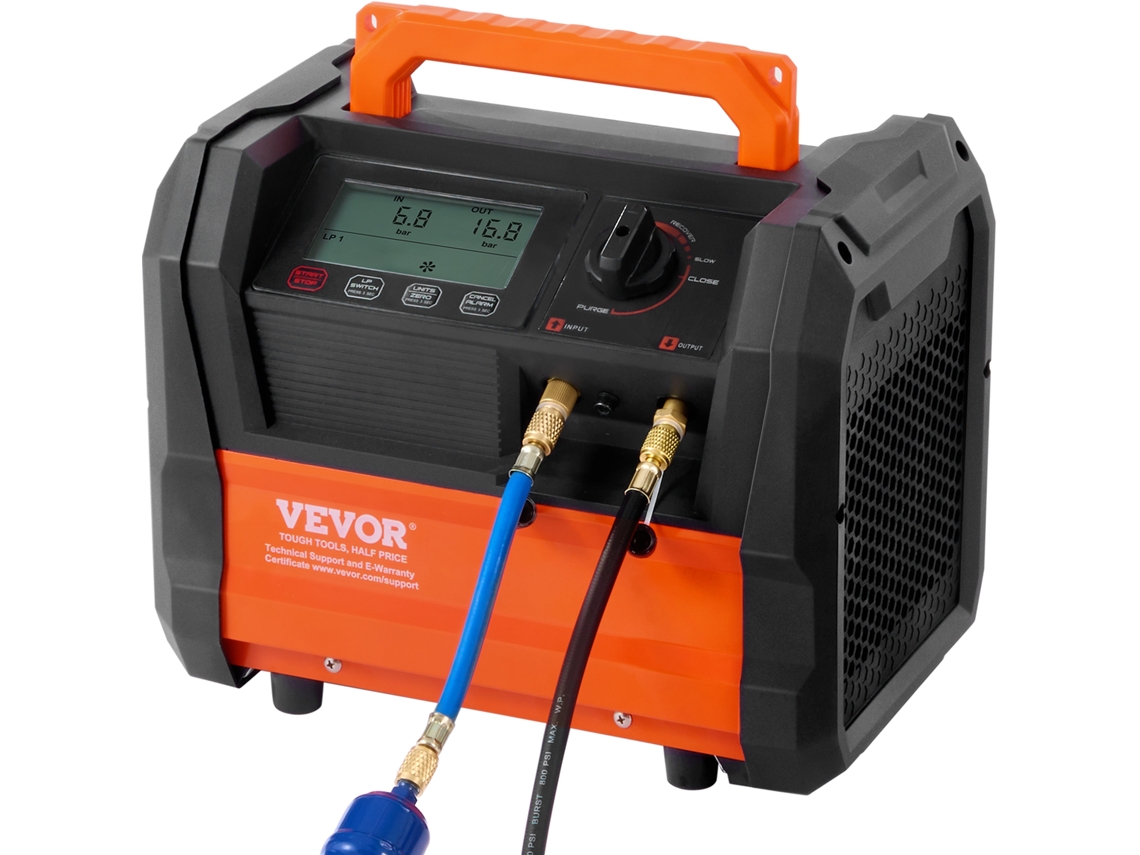 Máquina de recuperación de refrigerante VEVOR CA portátil sin escobillas de doble cilindro de 1 HP